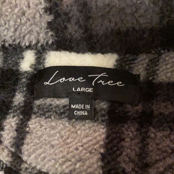 Love Tree Plaid Fuzzy Quarter Zip - Picture 2 of 2